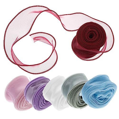 DIYEAH 4 Sätze Blumenwickelband Strassband Samtband Satinband Hochzeit Hübsches Band Seidenband Ribbon Ripsband Cadfi Festival-geschenkband Festival-handwerksband Polyester 6 Rollen * 4 von DIYEAH