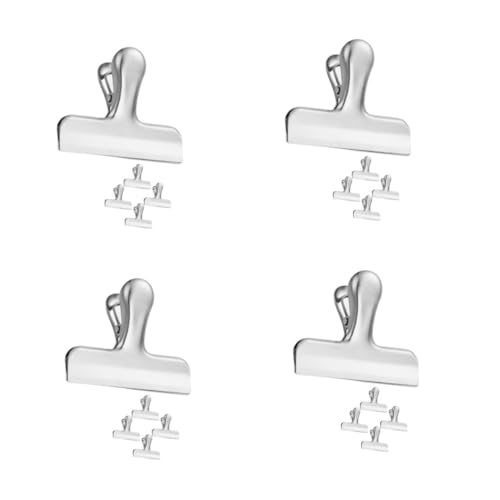 DIYEAH 4 Sätze Edelstahlclip Aktenklammern Lebensmittelklammern Aus Metall Binder Büroklammer Luftdichter Taschenclip Taschenclips Aus Edelstahl Rostfreier Stahl Silver 5 Stück * 4 von DIYEAH