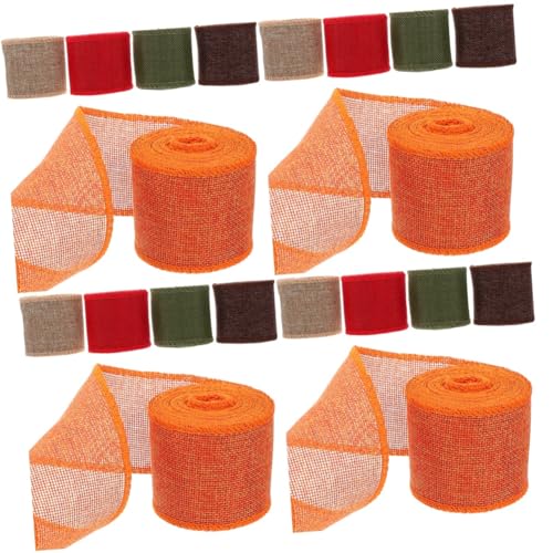 DIYEAH 4 Sätze Gurtbandimitat Aus Leinen Abs Kerzenbecher Kerzenhalter Insb Multifunktionsband Grenze Seidenband Ribbon Schneidbares Geschenkband Verdrahtetes Band Polyester 5 Rollen * 4 von DIYEAH