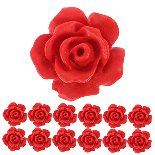 DIYEAH 4 Sätze Lose Rosenperlen Herstellung Gießen Reize Schmuck Juwelen Dekoration Weihnachten Türdeko Weihnachten Rote Rosen-anhänger Rote Rose Diy Lose Perlen 50 Stück * 4 von DIYEAH