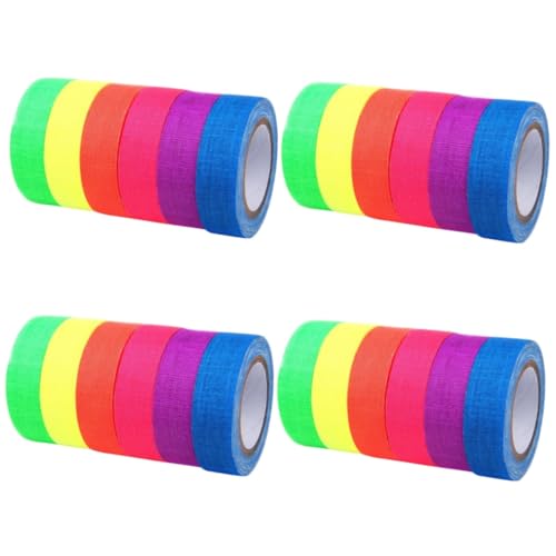 DIYEAH 4 Sätze Reflektierendes Klebeband Disco Lichtdekorationen Neon Reaktivband Pride Leuchtendes Klebeband Fluoreszierendes Klebeband Expo Marker Golddekor 6 Rollen * 4 von DIYEAH