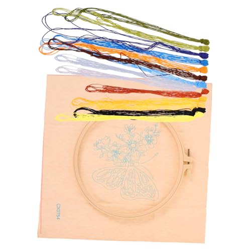 DIYEAH 4 Sätze Schmetterling-Stickset Nadeln Stickfaden Set zur Herstellung von Armbändern embroidery set basteln set Stickset für Anfänger Kreuzstichsets für den Haushalt Polyesterfaden von DIYEAH