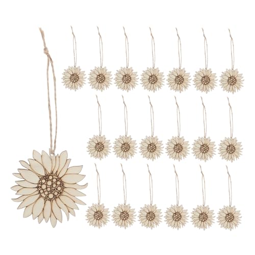 DIYEAH 4 Sätze Sonnenblumen-anhänger Handgemachte Diy Sonnenblumen Wandbehang Sonnenblumen-wanddekoration Simulierte Blumendekoration Holz Hölzern 20 Stück * 4 von DIYEAH