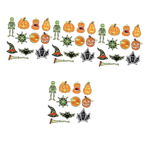 DIYEAH 4 Sets Halloween Aufnäher Im Dunkeln Leuchtend Leavers Shirt Dekorationen Kleidung Mini Stickapplikationen Patches Gewaschene Stickaufkleber Gestickte Abzeichen Geister von DIYEAH