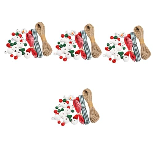 DIYEAH 4 Sets Weihnachts Holzperlen Set Musikalisches Einzigartiges Weihnachtsdekor Schneemann Rentier Zwerge Glockenspiel Ornamente Schneemänner Topper Doppelte Schneeflocken von DIYEAH