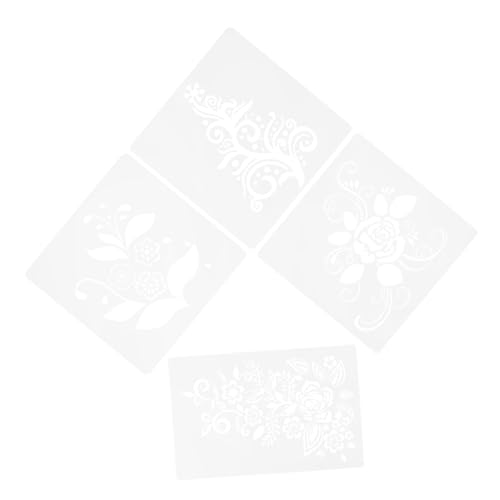 DIYEAH 4 Stück Blätter Schablone Blumenschablone dekorative Schablonen Malschablonen Malerei Wände Kunst Schablonen dekorative Wandschablonen zum Bemalen Bodenschablone das Haustier Weiß von DIYEAH