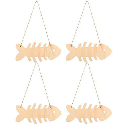 DIYEAH 4 Stück Fischgräten Anhänger Aus Holz Falle Meeresspielzeug Fischernetze Palette Krabbennetz Regal Basteln Muschel Aquarium Ornamente Surfbretter Aquarium von DIYEAH