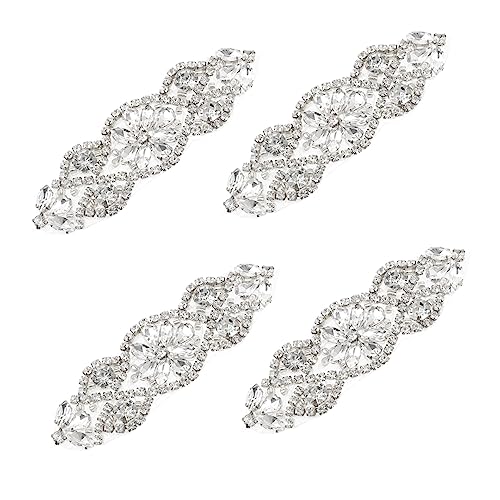 DIYEAH 4 Stück Gürtel Strass-Patch bastelzeug the craft Kleidungsreparatur der Braut Strassgürtel für Damen hochzeitsdeko Strass-Eisen auf Patch Strasssteine ​​selber machen Silver von DIYEAH