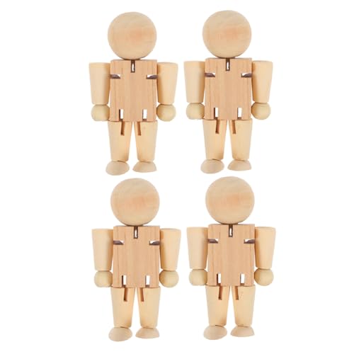 DIYEAH 4 Stück Hölzerne Puppe Schaufensterpuppe Zeichnen Walnuss-soldat Unvollendete Nussknacker-figur Zeichnungsroboter Unvollendete Nussknacker Zum Bemalen Zeichnungsmodell Beige Holz von DIYEAH