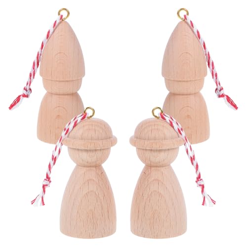 DIYEAH 4 Stück Kleiner Mann-anhänger Aus Holz Unfertige Holzpuppe Puppen Selber Machen Unfertige Holzfiguren Hängende Holzpuppe Puppen Aus Holz Diy Leere Holzpflockpuppen Beige Hölzern von DIYEAH