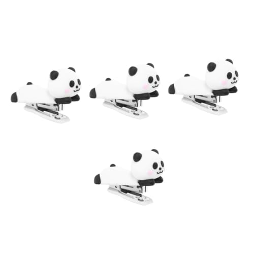 DIYEAH 4 Stück Panda-Hefter Cartoon-Hefter Mini-Heftklammern Mini-Bürobedarfsset Hefter Büro Heftmaschine Panda-Schulmaterial cooler Hefter handgehaltener Zangenhefter weiches Gummi von DIYEAH