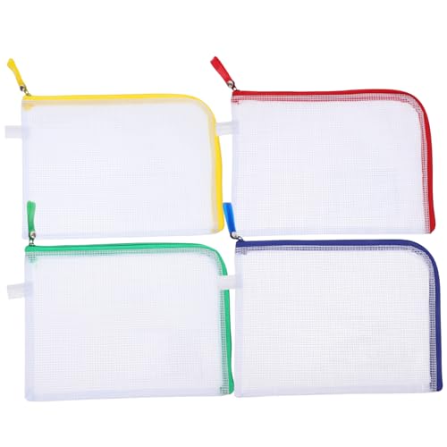 DIYEAH 4 Stück Papiertüte Mit Reiß Verschluss Aktentasche Aus Mesh Aufbewahrungstasche Mit Reißverschluss Reißverschlusstasche Zur Aufbewahrung Netztaschen Mit Reißverschluss Pvc von DIYEAH