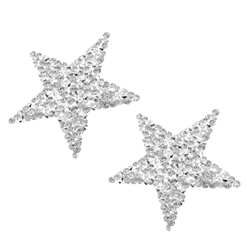 DIYEAH 4 Stück Pentagramm mit Diamant dekorband sternbestickte applikation Sterne Strass Set mit Strasssteinen aufklebebuchstaben silver star gestickte Aufnäher Patch-Aufkleber Harzbohrer von DIYEAH