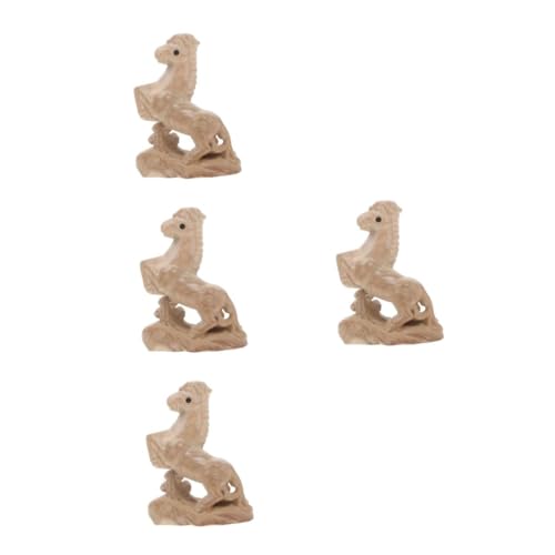 DIYEAH 4 Stück Pfirsichholzornamente Skandinavisches Dekor Figuren Wohnkultur Pferdefigurenverzierungen Pferdeskulptur Aus Holz Chinesische Pferdestatue Tierfigur Aus Holz Mahagoni- Beige von DIYEAH