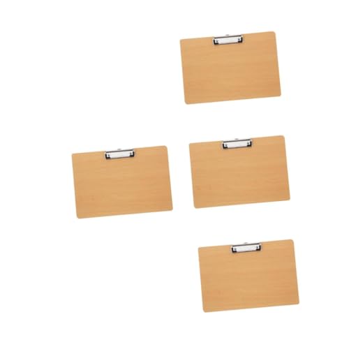 DIYEAH 4 Stück Schreibblock-Clip Aktenklammer für Papiere kleines Klemmbrett Datei-Organizer-Zwischenablage Klemmbrett mit Metallklammern Mini-Klemmbretter Board-Clip-Ordner MDF Khaki von DIYEAH