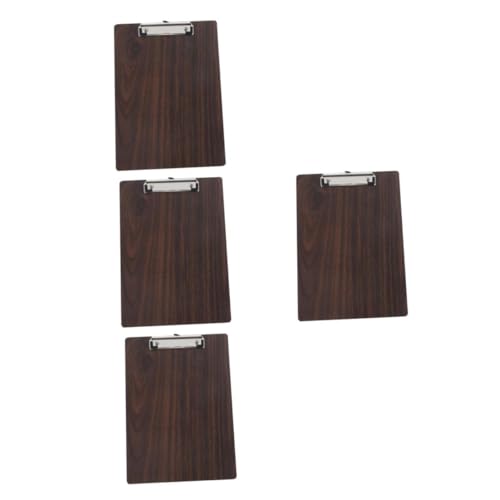 DIYEAH 4 Stück Zwischenablage Papierpalette Skizzenzubehör Zeichenbrett Schreibblock Zeichenbrett Holz Clipboard Zeichentafel Büro-Klemmbrett Klemmbretter Holz und Edelstahl Coffee von DIYEAH