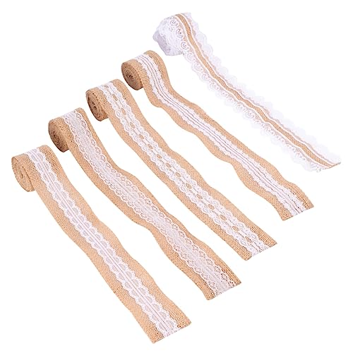 DIYEAH 5 Rolle Hochzeits dekoration Leinen rolle Blumenstrauß-Kit Braut- Streifen Party Bänder hochzeitsdekoration wedding decoration Spitzenband selber machen leinen selber machen Khaki von DIYEAH