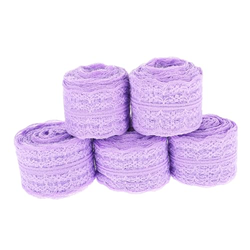 DIYEAH Geschenkband 5 Rollen 45 Cm Spitze Weißes Spitzenband Weihnachtsband Dünnes Schwarzes Band Satinband Strasssteine Rotes Band Sackleinenband Mit Spitze Schnürsenkel Bänder Polyestergarn Lavender von DIYEAH