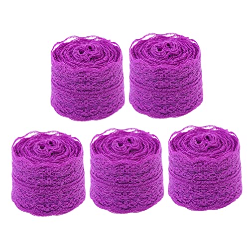 DIYEAH 5 Rollen 45 cm Spitze Spitzengewebeband Geschenkpapier zum Geburtstag Band Band Sackleinenband blumenarrangement geschenkverpackung Geschenkband Bänder Polyestergarn Violett von DIYEAH