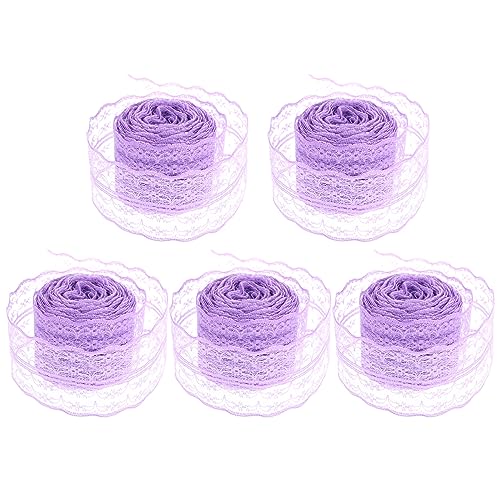 DIYEAH 5 Rollen 45 cm Spitze ribbon schienbeinschoner tape Festliches Geschenkband dekobänder dekoratives Band Lametta-Fransenbesatz Bowknot-Zubehör Bowknot-Bänder Polyestergarn Lavender von DIYEAH