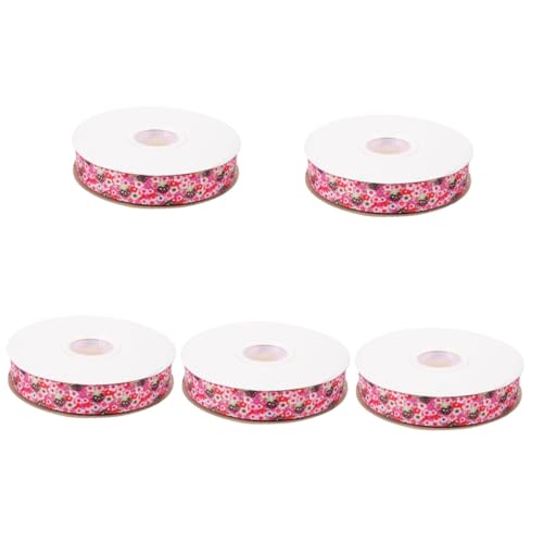 DIYEAH 5 Rollen Geschenkverpackung Mit Band Bänder Zum Verpacken Band Zum Basteln Bogenband Strauß Gold Stolz Rosa Schleife Perlen Satinband Funkeln Spitzenband Salbeiband Polyester von DIYEAH