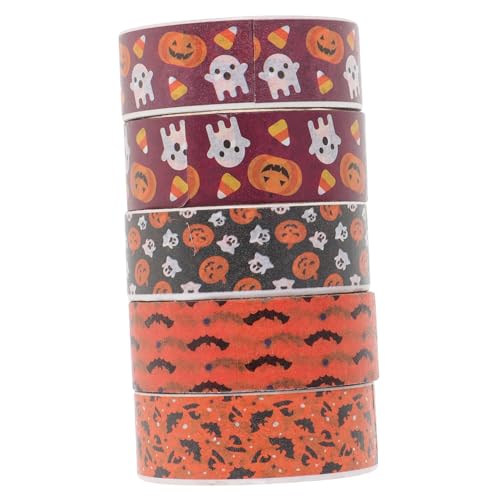 DIYEAH 5 Rollen Halloween-washi-tape Verpackung Klebeband Für Haustiere Farbiges Abdeckband Zubehör Bündeln Transparent Bh-tape Doppelklebeband Glitzerband Zum Basteln Szene Papier von DIYEAH