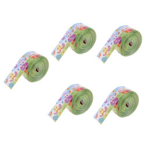 DIYEAH 5 Rollen Osterband Seidenband cremefarbenes Band künstlich faschingsdekoration karnevalsdekoration bastelset frühlingsdeko Ostern Stoffband Band für den Hintergrund Polyester von DIYEAH