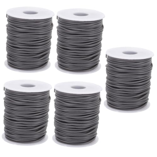 DIYEAH 5 Rollen PVC-Perlenseil Juteseil hängend gewachste Kordel zur Schmuckherstellung Kabel Elastische Armbandkordel DIY Schmuckkordel elastische Schnur Schmuckfaden PVC-Gummi Dark Grey von DIYEAH