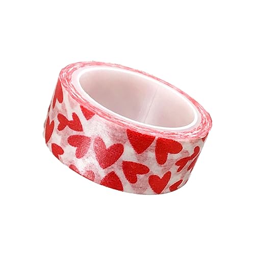 DIYEAH 5 Rollen Rotes Liebesmusterband Papier Klebeband Bänder zum Basteln Farbband farbiges Band Krepp-Papier valentinstag valentienstag valentinesday valentinsday valentine day von DIYEAH