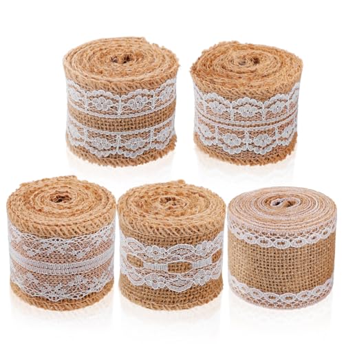 DIYEAH 5 Rollen Sackleinenrolle Dekorationen Girlanden Regenbogen-Satinband Weihnachtsgirlande Band Band geschenkband geschenkverpackung Weihnachtsbastelband Jute-Spitzenband Wickelband von DIYEAH