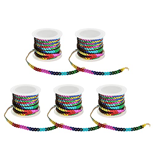 DIYEAH 5 Rollen Saiten Kleidung Dekoration Pailletten Jutegarn Strassband Strasskette Strassbesatz Stirnband Machen Makramee-schnur Post Paillettenbandbesatz Strasssteine Colorful Plastik von DIYEAH