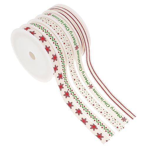 DIYEAH 5 Rollen Schleife ribbons weihnachtsband Weihnachts-Geschenkband weihnachtsbänder weihnachtsfestband Weihnachtsglühband Geburt verdrahtetes Band Bandverpackungsdekoration Baumwolle von DIYEAH