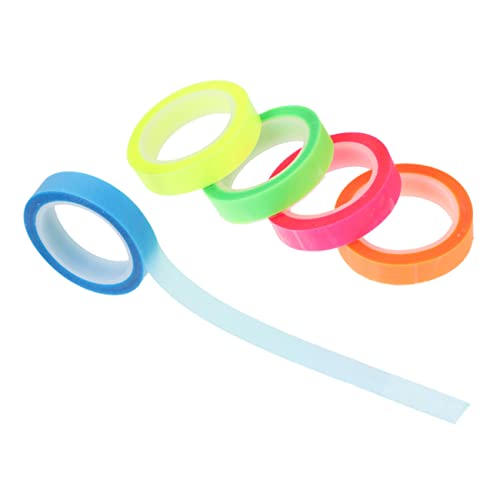 DIYEAH 5 Rollen Wasserfester Index-aufkleber Wasserdichtes Band Farbiges Abdeckband Glitzer-textmarker Pastell-textmarker Textmarker Marker Heben Klebestreifen Hervor Das Haustier von DIYEAH