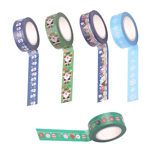 DIYEAH 5 Rollen Weihnachts-Washi-Tape Weihnachten weihnachtsdeko weihnachts washi tape christmas decorations geschenkverpackungen Tagebuchband Klebeband für Dekozwecke Japanisches Papier von DIYEAH