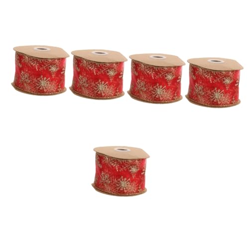 DIYEAH 5 Rollen Weihnachtsband Vintage Dekorativ Kariert Satin Rosa Breites Samtband Mit Draht Glitzerband Für Die Feiertage Dünn Gewebte Verpackungsbänder Weißgoldenes Band Zum DIYEAH 5 Rollen Weihnachtsband Vintage Dekorativ Kariert Satin Rosa Breites Samtband Mit Draht Glitzerband Für Die Feiertage Dünn Gewebte Verpackungsbänder Weißgoldenes Band Zum von DIYEAH