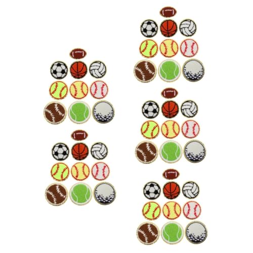 DIYEAH 5 Sätze 5 Sets Fußball Stickerei Patch Reparaturflicken Volleyball Patches Baseball Aufbügelflicken Stickerei Baseball Tuch Bügelflicken Basketball Patch 10 Stück * 5 von DIYEAH