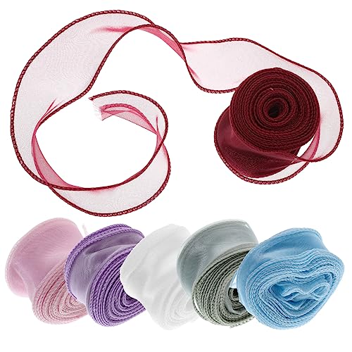 DIYEAH 5 Sätze Blumenwickelband Seidenband Ribbon Blumenarrangement Ripsband Lametta Tag Geschenkband Für Den Täglichen Gebrauch Verschleißfestes Verpackungsband Polyester 6 Rollen * 5 von DIYEAH