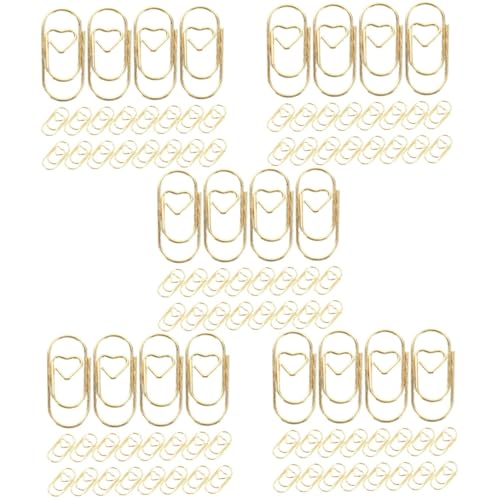 DIYEAH 5 Sätze Büroklammer Büromaterial Office Supplies Paperclips Falten Selbstklebende Kabelclips Buchclips Strickklammern Fürs Büro Exquisite Clips Metall Golden 100 Stück * 5 von DIYEAH