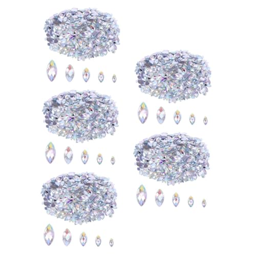 DIYEAH 5 Sätze Diamant-edelstein Nail Art Steine Farbige Strasssteine Bastelmaterial Strass Schmuckdesign Edelsteine Kristall Ab Strasssteine Schuhschmuck-accessoires Acryl 600 Stück * 5 von DIYEAH