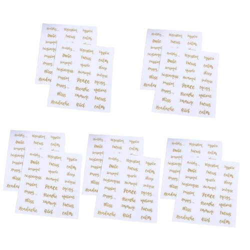 DIYEAH 5 Sätze Flaschenetikett Für Ätherische Öle Deckelaufkleber Für Ätherische Öle Lebensmitteletiketten Roller Für Ätherische Öle Etiketten Für Ätherische Öle Golden Papier 5 Blatt * 5 von DIYEAH