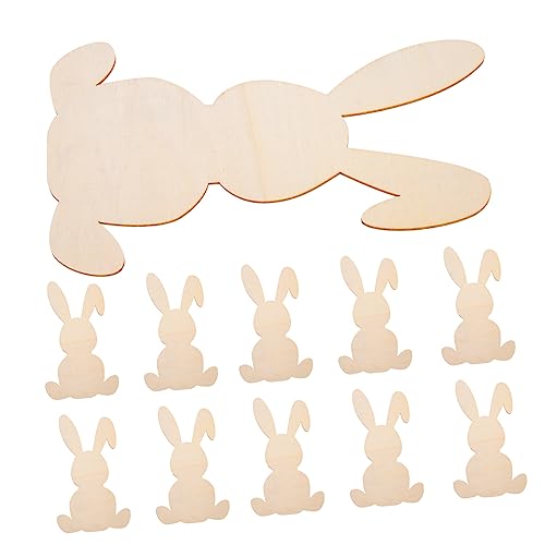 DIYEAH 5 Sätze Holzspäne in Hasenform Bausatz Spiel Osterhase Ausgeschnitten Heu Easter Decoration Osterdeko Basteln Ostern Hängende Verzierung Hölzerne Verzierungen 10 Stück * 5 von DIYEAH