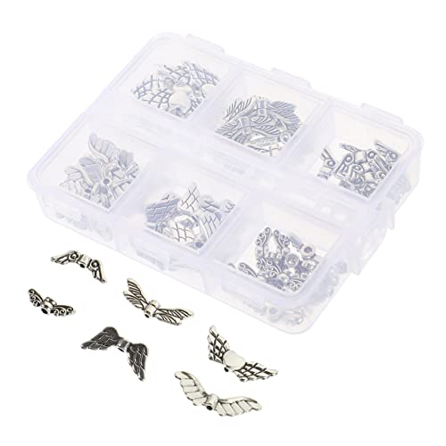 DIYEAH 5 Sätze Perlenmaterial Set Anhänger Flügel Charm Medaillon Des Deckels Abstandsperlen Halskette DIY Material Halskettenperlen Metallperlen 60 Stück * 5 von DIYEAH