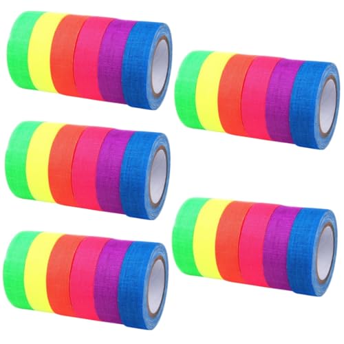 DIYEAH 5 Sätze Reflektierendes Klebeband Neon Gaffer Klebeband Neonlicht Klebebandspender Luftschlangen Pride Expo Marker Aufkleber Doppelseitiges Klebeband 6 Rollen * 5 von DIYEAH