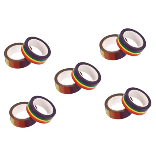 DIYEAH 5 Sätze Regenbogen Klebeband Transparentes Washi Tape Aufkleber Klebeband Weißes Foto Dekorationsmaterialien Etikett Doppelseitiges Klebeband Teppichband 2 Rollen * 5 von DIYEAH