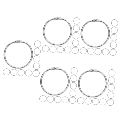 DIYEAH 5 Sätze Ringbuch-ring Schlüsselketten Schlüsseldrahtseil Aufklappbare Ringe Silberkette Aktivitätsringe Ringbinder Schnallen Für Lose Blattbinder Metallringe Silver 20 Stück * 5 von DIYEAH