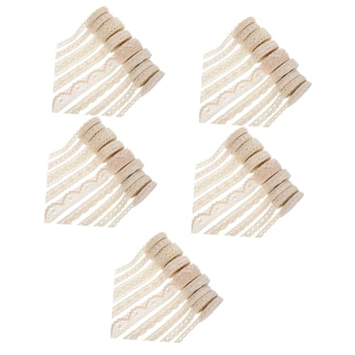 DIYEAH 5 Sätze Spitzen Zubehör Bastelzubehör Bastelmaterial Tischdecke Makramee Dekobänder Braut Seide Kleid Trimmen Für Handwerk Ösenbesatz Aus Baumwolle Baumwollfaden Beige 9 Rollen * 5 von DIYEAH