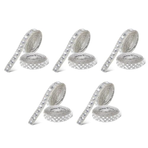 DIYEAH 5 Sätze Strassband Machen Streifen Trimmen Schmuck Funkeln Selbstklebende Strasssteine Heimwerken Strassapplikation Strassbänder Strassaufkleber Bling-band Silver Glas 2 Rollen * 5 von DIYEAH