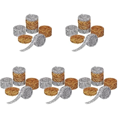 DIYEAH 5 Sätze Strassband Selbstklebende Strassstreifen Goldene Strasssteine Strassapplikation Bling-band Strasssticker Selbstklebend Glitzeraufkleber Perlen Harz 8 Rollen * 5 von DIYEAH