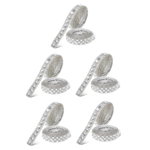 DIYEAH 5 Sätze Strassband Streifen Trimmen Selbstklebende Strasssteine Schmuck Funkeln Machen Heimwerken Strass-aufkleber Strassgürtel Für Hochzeitskleid Silver Glas 2 Rollen * 5 von DIYEAH