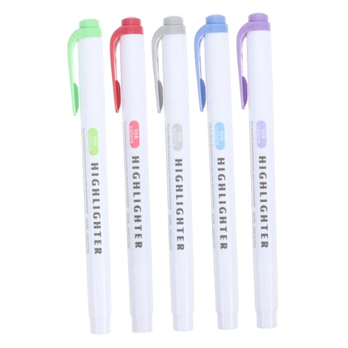 DIYEAH 5 Stück Doppelseitige Textmarker Farbige Textmarker Marker Fluoreszierender Stift Einzigartige Stifte Mehrfarbige Stifte Textmarker Süßer Doppelkopf Farbstift von DIYEAH